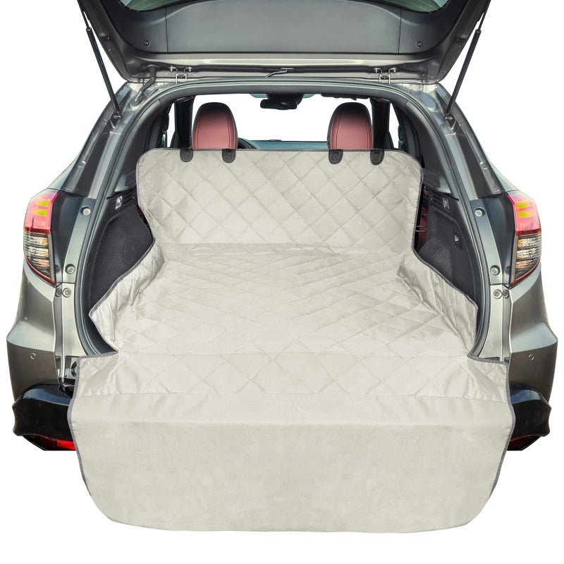 F-color SUV Cargo Liner for Dogs, Water Resistant Pet Cargo Cover Dog Seat Cover Mat for SUVs Sedans Vans with Bumper Flap Protector, Non-Slip, Large Size Universal Fit, Beige - Image 1